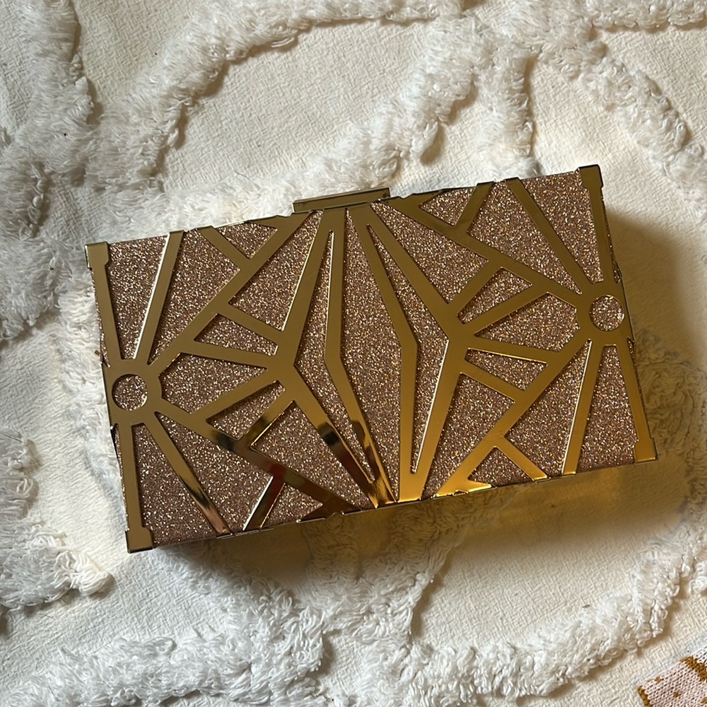 Gold sparkle clutch or shoulder bag